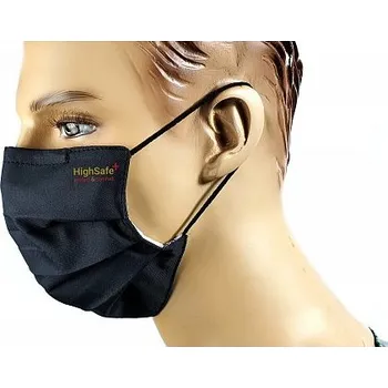rouška Černá textilní rouška HIGHSAFE+ SE STŘÍBREM, za uši, pratelná 4026160