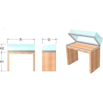 EXPOINT Výstavní stolová vitrína v provedení dýhaI Název: 80 x 40 x 70 x 25cm
