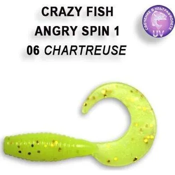 Gumová nástraha Crazy Fish Angry spin 2,5cm 06 Chartreuse (8ks)