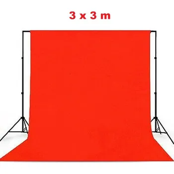 Fotopozadí Fotografické bavlněné pozadí 3 x 3 m, červené (Červené pozadí Chroma - Key tkaniny 300x300 cm)