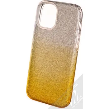 Pouzdro na mobilní telefon 1Mcz Shining Duo TPU třpytivý ochranný kryt pro Apple iPhone 12 mini stříbrná zlatá (silver gold)