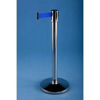 Plotový sloupek EXPOINT Zahrazovací sloupek se samonavíjecím pásem 4,5m NEREZ Název: barva pásky : modrá