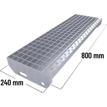 Terasové prkno Zinkovaný schodišťový stupeň SP 30/3 - 34 x 38 mm - 800 x 240 mm