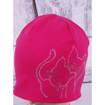 Čepice Čepice RDX 2910 tm. růžová dvojitá s kočkami velikost čepic: 50-52cm (2-4 roky, RDX vel. 4)