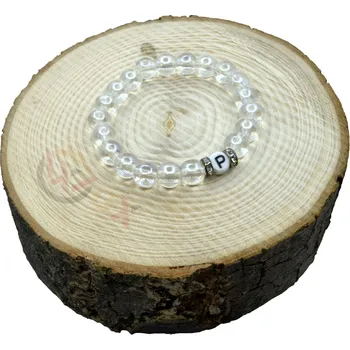 Náramek WUX KŘIŠŤÁL čirý iniciál Velikost: Dámská, Barva iniciálu: Bílá