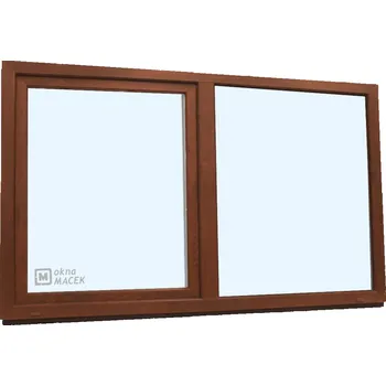 Okno Plastové okno - KNIPPING 70 AD, 2400x1200 mm, FIX/OS, ořech Barva, imitace: ořech/bílá (jednostranně) + příslušenství a montážní materiál zdarma