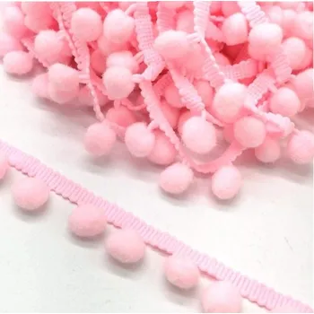 Stuha Bambulkový prýmek pudrově růžový - 30 mm - 1m