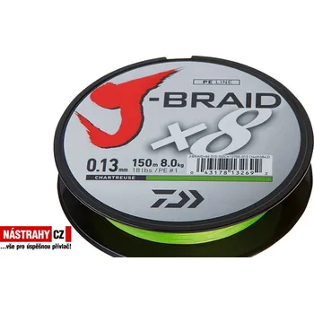 DAIWA splétaná šňůra J-BRAID X8 150/300 m - 150 m, 0,06 mm, 4 kg