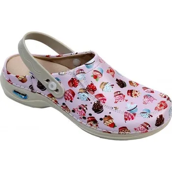 Dámské pantofle Pracovní pantofle Nursing Care BERLIM s páskem - dortíky velikost Nursing Unisex: 35