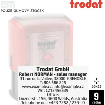 Razítko Razítko Trodat 4928 [60x33mm] - pouze gumový štoček