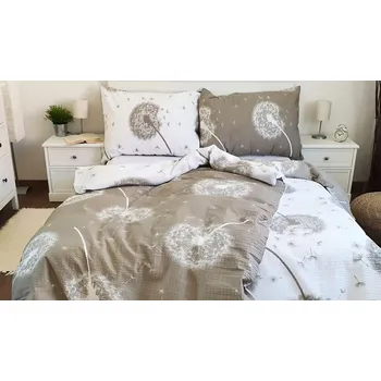 Povlečení České povlečení PAMPELIŠKY DUO BÉŽOVÉ 140 x 220 cm knoflík