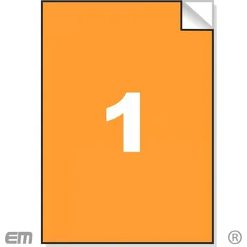 Samolepící etiketa Samolepící etikety, A4, 100ks, (210x297mm), 1ks/A4 fluo oranžové