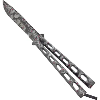 Bojový nůž Kandar Stylový Balisong "SPACE OF SKULLS"