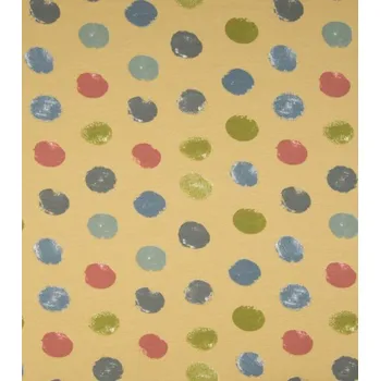 Látka metráž teplákovina nepočesaná organic barevné tečky na žluté | RTex