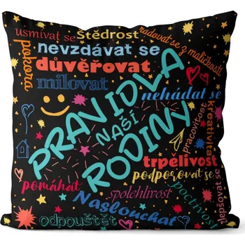 Dekorativní polštářek Polštář Pravidla rodiny (Velikost: 40 x 40 cm)