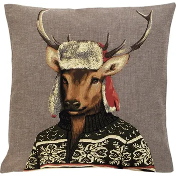 Dekorativní polštářek Gobelínový polštář Jelen s čepicí - 45*15*45 cm