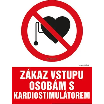 Značení Zákaz vstupu osobám s kardiostimulátorem - samolepka 140 x 200 mm