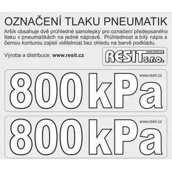 Sada na opravu pneumatiky Označení tlaku pneumatik - 800 kPa