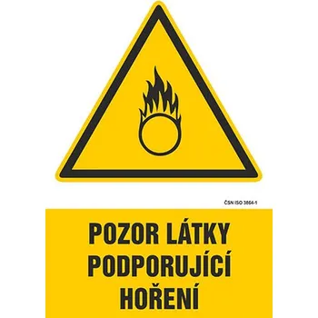 Značení Pozor, látky podporující hoření - samolepka 100 x 140 mm