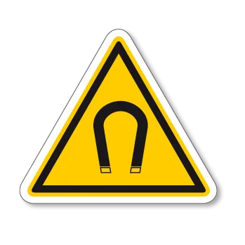 Samolepicí dekorace na vozidlo Pozor, silné magnetické pole - samolepící piktogram - 70 x 78 mm