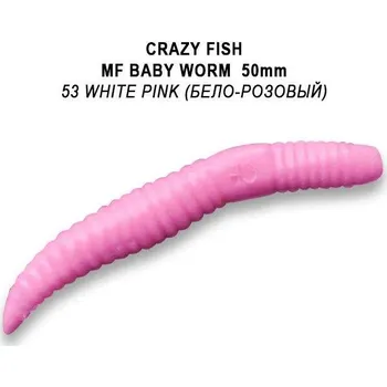 Umělá nástraha Gumová nástraha Crazy Fish Trout Baby Worm MF Sinking 50mm 53 White pink - Sýr (8ks)