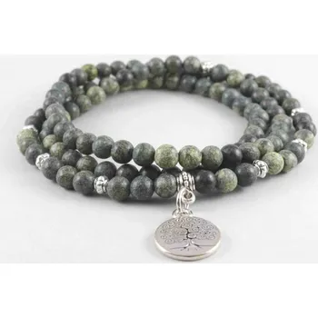 Náhrdelník Zelený serpentin a strom života