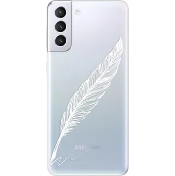 Pouzdro na mobilní telefon Odolné silikonové pouzdro iSaprio - Writing By Feather - white - Samsung Galaxy S21+