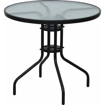 Zahradní stůl Tempo Kondela Borgen Typ 2 černá ocel/temperované sklo