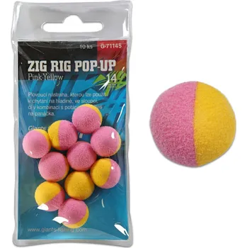 Boilies Giants fishing Pěnové plovoucí boilie Zig Rig Pop-Up pink-yellow 14mm,10ks