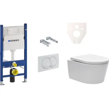 Klozet Cenově zvýhodněný závěsný WC set Geberit do lehkých stěn / předstěnová montáž+ WC SAT Brevis SIKOGES5W0