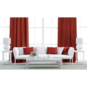 Dekorační látka Blackout světle vínová obšití okrajů a našití stužky 150