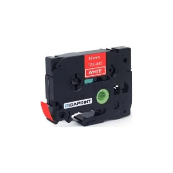 Pásek do tiskárny Gigaprint za páska BROTHER TZe-445 18mm bílý tisk/červený podklad, laminovaná - kompatibilní