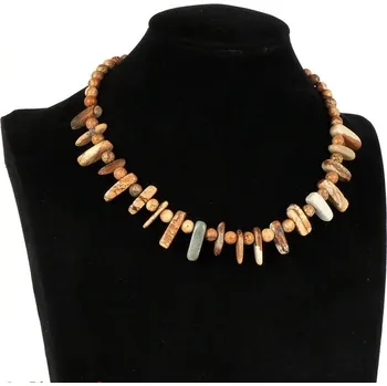 Náhrdelník Dámský náhrdelník Jaspis, tromlovaný