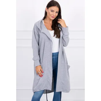 Dámská mikina Fashionweek Luxusní maxi blezer sportovni mikina s kapuci K0044 Barva: šedý, Velikost: Universal