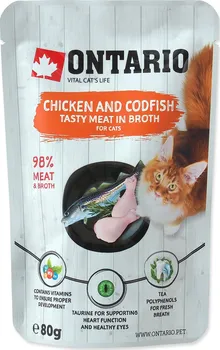 Krmivo pro kočku Ontario Cat Chicken and Codfish in Broth 80 g