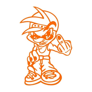 Samolepicí dekorace na vozidlo Boy fuck off new pravá (73 - Fluorescentní oranžová) SAMOLEPKA NA AUTO, NÁLEPKA, FÓLIE, POLEP, TUNING, VLASTNÍ TEXT, TISK, AUTOSAMOLEPKY.cz, POLEPY, OBRÁZEK, LOGO, 3D STICKERS