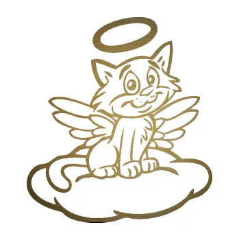 Samolepící dekorace SAMOLEPKA Kočka 020 pravá andílek na obláčku (64 - škrábaný kov zlatý) NA AUTO, NÁLEPKA, FÓLIE, POLEP, TUNING, VLASTNÍ TEXT, TISK, AUTOSAMOLEPKY.cz, POLEPY, OBRÁZEK, LOGO, SAMOLEPKY