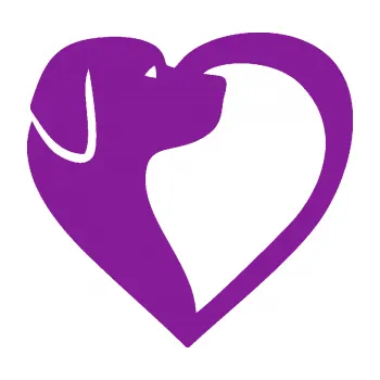 Polep vozidla SAMOLEPKA Pes 105 levá v srdíčku (14 - fialová) NA AUTO, NÁLEPKA, FÓLIE, POLEP, TUNING, VLASTNÍ TEXT, TISK, AUTOSAMOLEPKY.cz, POLEPY, OBRÁZEK, LOGO, SAMOLEPKY