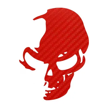 Samolepicí dekorace na vozidlo Lebka 002 levá (53 - 3D karbon červený) SAMOLEPKA NA AUTO, NÁLEPKA, FÓLIE, POLEP, TUNING, VLASTNÍ TEXT, TISK, AUTOSAMOLEPKY.cz, POLEPY, OBRÁZEK, LOGO, 3D STICKERS