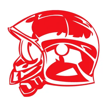 Samolepící dekorace SAMOLEPKA Helma levá (10 - červená) NA AUTO, NÁLEPKA, FÓLIE, POLEP, TUNING, VLASTNÍ TEXT, TISK, AUTOSAMOLEPKY.cz, POLEPY, OBRÁZEK, LOGO, SAMOLEPKY