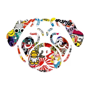 Polep vozidla Pes 067 Mopsík (83 - Sticker bomb) SAMOLEPKA NA AUTO, NÁLEPKA, FÓLIE, POLEP, TUNING, VLASTNÍ TEXT, TISK, AUTOSAMOLEPKY.cz, POLEPY, OBRÁZEK, LOGO, 3D STICKERS