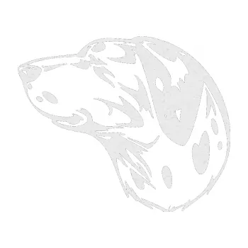 Polep vozidla SAMOLEPKA Pes 002 levá Dalmatin (84 - Ultra Metalic bílá) NA AUTO, NÁLEPKA, FÓLIE, POLEP, TUNING, VLASTNÍ TEXT, TISK, AUTOSAMOLEPKY.cz, POLEPY, OBRÁZEK, LOGO, SAMOLEPKY