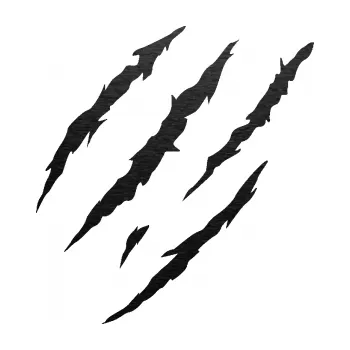 Samolepicí dekorace na vozidlo Drápanec 004 levá (63 - škrábaný kov černý) SAMOLEPKA NA AUTO, NÁLEPKA, FÓLIE, POLEP, TUNING, VLASTNÍ TEXT, TISK, AUTOSAMOLEPKY.cz, POLEPY, OBRÁZEK, LOGO, 3D STICKERS