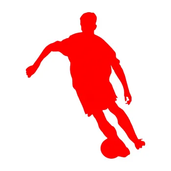 Samolepicí dekorace na vozidlo Fotbalista 001 levá (74 - Fluorescentní červená) SAMOLEPKA NA AUTO, NÁLEPKA, FÓLIE, POLEP, TUNING, VLASTNÍ TEXT, TISK, AUTOSAMOLEPKY.cz, POLEPY, OBRÁZEK, LOGO, 3D STICKERS