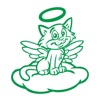 Samolepící dekorace SAMOLEPKA Kočka 020 pravá andílek na obláčku (12 - zelená) NA AUTO, NÁLEPKA, FÓLIE, POLEP, TUNING, VLASTNÍ TEXT, TISK, AUTOSAMOLEPKY.cz, POLEPY, OBRÁZEK, LOGO, SAMOLEPKY