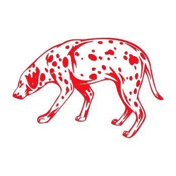 Polep vozidla SAMOLEPKA Pes 001 levá Dalmatin (10 - červená) NA AUTO, NÁLEPKA, FÓLIE, POLEP, TUNING, VLASTNÍ TEXT, TISK, AUTOSAMOLEPKY.cz, POLEPY, OBRÁZEK, LOGO, SAMOLEPKY