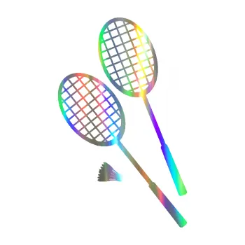 Samolepicí dekorace na vozidlo Badminton rakety levá (93 - Holografická) SAMOLEPKA NA AUTO, NÁLEPKA, FÓLIE, POLEP, TUNING, VLASTNÍ TEXT, TISK, AUTOSAMOLEPKY.cz, POLEPY, OBRÁZEK, LOGO, 3D STICKERS