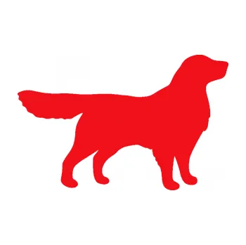 Polep vozidla SAMOLEPKA Pes 111 pravá Retrívr (10 - červená) NA AUTO, NÁLEPKA, FÓLIE, POLEP, TUNING, VLASTNÍ TEXT, TISK, AUTOSAMOLEPKY.cz, POLEPY, OBRÁZEK, LOGO, SAMOLEPKY