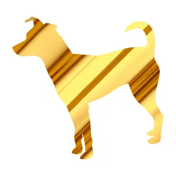 Polep vozidla SAMOLEPKA Pes 100 levá Pražský krysařík (81 - chrom fólie zlatá zrcadlová) NA AUTO, NÁLEPKA, FÓLIE, POLEP, TUNING, VLASTNÍ TEXT, TISK, AUTOSAMOLEPKY.cz, POLEPY, OBRÁZEK, LOGO, SAMOLEPKY