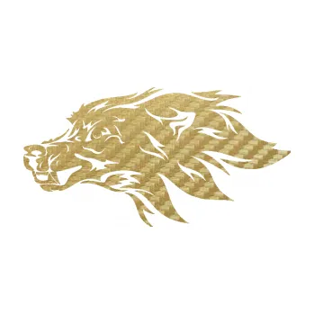 Polep vozidla SAMOLEPKA Pes 127 levá hlava (59 - 3D karbon zlatý) NA AUTO, NÁLEPKA, FÓLIE, POLEP, TUNING, VLASTNÍ TEXT, TISK, AUTOSAMOLEPKY.cz, POLEPY, OBRÁZEK, LOGO, SAMOLEPKY